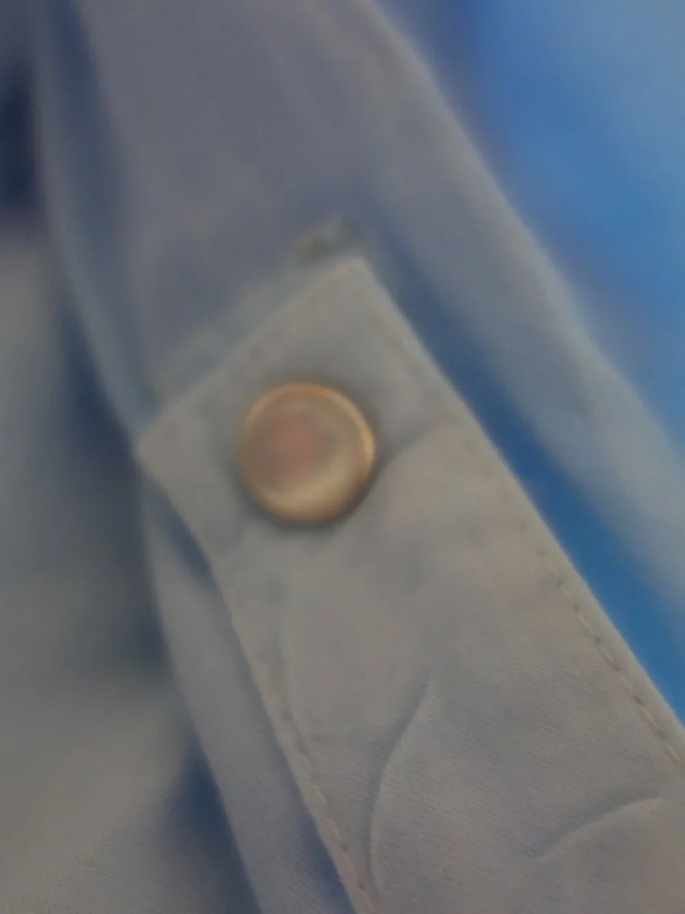 Tribal Blue Ombre Button Up Shirt Roll Tab Sleeve Women's Medium - Picture 11 of 11